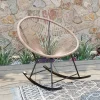 Fotel Ogrodowy Bujany Naturalny Nogi Stalowe Czarne 73x85 Cm