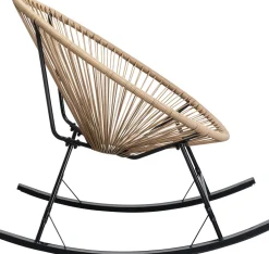 Fotel Ogrodowy Bujany Naturalny Nogi Stalowe Czarne 73x85 Cm