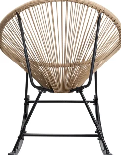 Fotel Ogrodowy Bujany Naturalny Nogi Stalowe Czarne 73x85 Cm