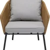 Fotel Ogrodowy W Kolorze Naturalnym Siedzisko Szare 84x81 Cm Nogi Czarne
