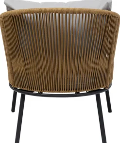 Fotel Ogrodowy W Kolorze Naturalnym Siedzisko Szare 84x81 Cm Nogi Czarne