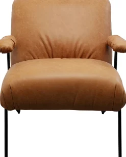 Fotel Skórzany Do Salonu Brązowy Nogi Czarne 81x70 Cm