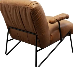 Fotel Skórzany Do Salonu Brązowy Nogi Czarne 81x70 Cm