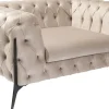 Fotel Welurowy Pikowany Beżowy Glamour Nogi Czarne 120x70 Cm