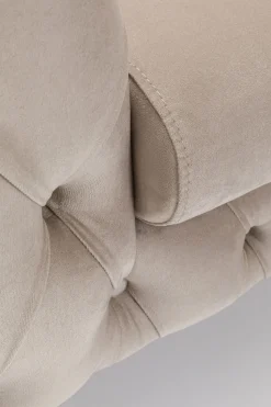 Fotel Welurowy Pikowany Beżowy Glamour Nogi Czarne 120x70 Cm