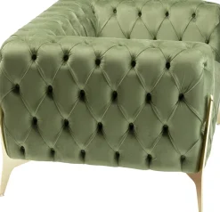 Fotel Welurowy Pikowany Zielony Glamour Nogi Złote 120x70 Cm