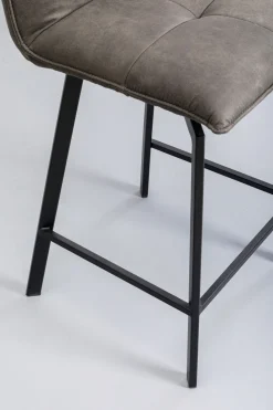 Hoker Z Obrotowym Siedziskiem Pikowany Brązowy Nogi Stal 69 Cm