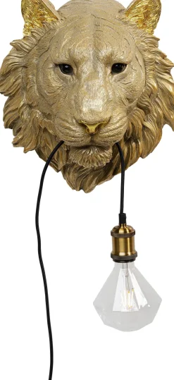 Kinkiet Tiger Head 34x38 Cm Złoty