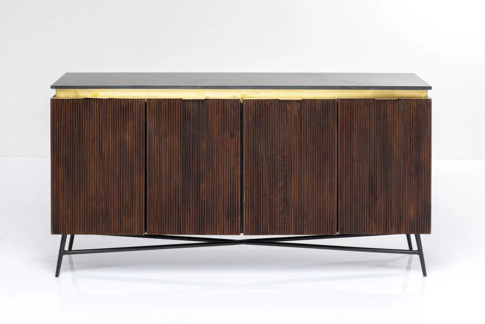 Komoda Catalina 160x86 Cm Drewno Mango Ciemnobrązowe - Blat Marmur