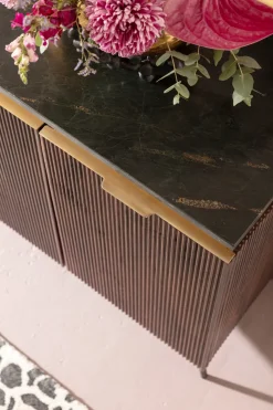 Komoda Catalina 160x86 Cm Drewno Mango Ciemnobrązowe - Blat Marmur