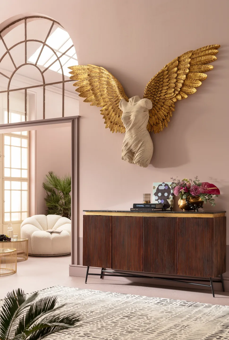 Komoda Catalina 160x86 Cm Drewno Mango Ciemnobrązowe - Blat Marmur