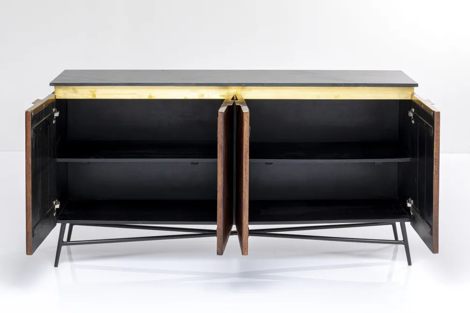 Komoda Catalina 160x86 Cm Drewno Mango Ciemnobrązowe - Blat Marmur