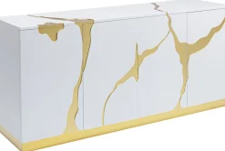 Komoda Cracked 165x80 Cm Biało-złota