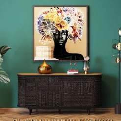 Komoda 3-drzwiowa Boho Drewno Mango Czarne Blat Naturalny 160x75 Cm