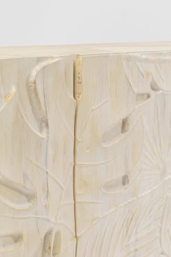 Komoda 3-drzwiowa Drewniana Boho Motyw Roślinny 160x75 Cm