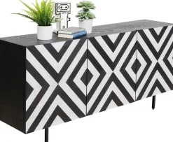 Komoda 3-drzwiowa Fornirowana Front Czarno-biały 160x75 Cm
