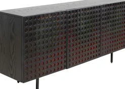Komoda 3-drzwiowa Fornirowana Czarna Front Kolorowy 160x75 Cm