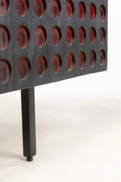 Komoda 3-drzwiowa Fornirowana Czarna Front Kolorowy 160x75 Cm
