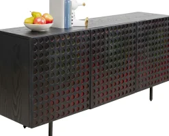 Komoda 3-drzwiowa Fornirowana Czarna Front Kolorowy 160x75 Cm