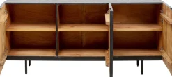 Komoda 3-drzwiowa Fornirowana Czarna Front Kolorowy 160x75 Cm