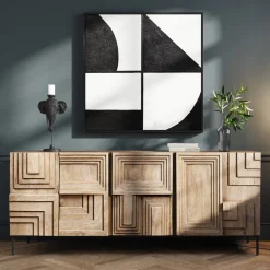 Komoda 5-drzwiowa Rustykalna Z Drewna Mango 184x76 Cm