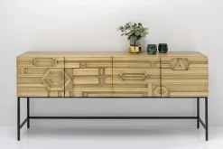 Komoda 4-drzwiowa Złota Ręcznie Kuta Stal Mosiężna 183x86 Cm