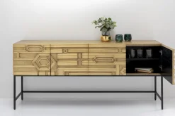 Komoda 4-drzwiowa Złota Ręcznie Kuta Stal Mosiężna 183x86 Cm