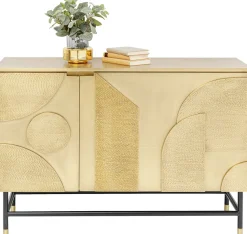 Komoda Dwudrzwiowa Złota Glamour 123x87 Cm