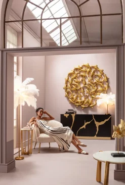 Komoda Glamour Czterodrzwiowa Czarno-złota 165 Cm
