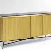 Komoda Goldie 160x86 Cm Drewno Mango Złota - Blat Zielony Marmur
