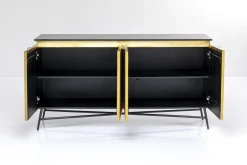 Komoda Goldie 160x86 Cm Drewno Mango Złota - Blat Zielony Marmur