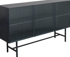 Komoda Loft Czarna Stalowa Front Szkło Ryflowane 150x90 Cm