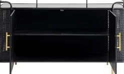 Komoda Loft Ze Szklanym Blatem Czarna 120x70 Cm