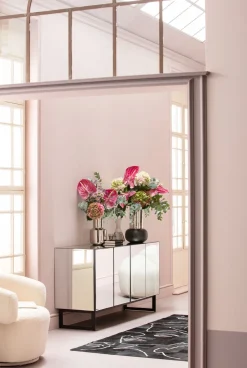 Komoda Lustrzana 4-drzwiowa Nogi Czarne 160x80 Cm