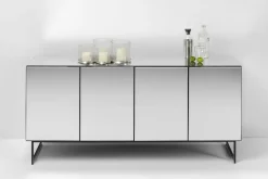 Komoda Lustrzana 4-drzwiowa Nogi Czarne 160x80 Cm