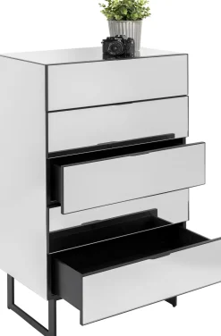 Komoda Lustrzana Z 5 Szufladami Nogi Czarne 65x114 Cm