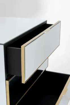 Komoda Lustrzana Z 5 Szufladami Nogi Złote 65x114 Cm