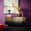 Komoda Nowoczesna 4-drzwiowa Do Salonu Front Czarno-złoty 160x78 Cm