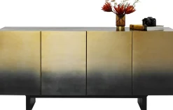 Komoda Nowoczesna 4-drzwiowa Do Salonu Front Czarno-złoty 160x78 Cm