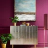Komoda Srebrno Złota Z Szufladami I Uchwytami 106x89 Cm