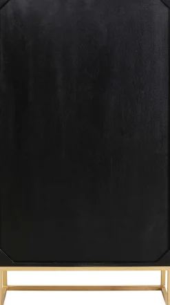 Komoda Wysoka Drewniana Boho Czarno-brązowa 76x140 Cm