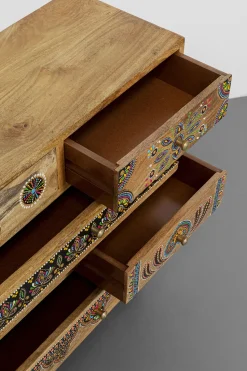 Komoda Z 8 Szufladami Drewno Mango Kolorowe Ornamenty 65x65 Cm