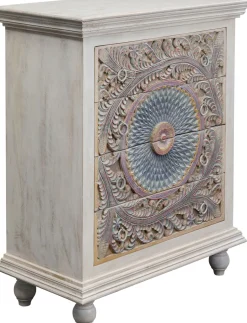 Komoda Z 4 Szufladami Z Drewna Mango Front Kolorowy 90x110 Cm