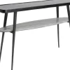 Konsola Czarna Z Aluminium Półka Marmurowa 135x35 Cm