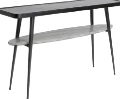 Konsola Czarna Z Aluminium Półka Marmurowa 135x35 Cm