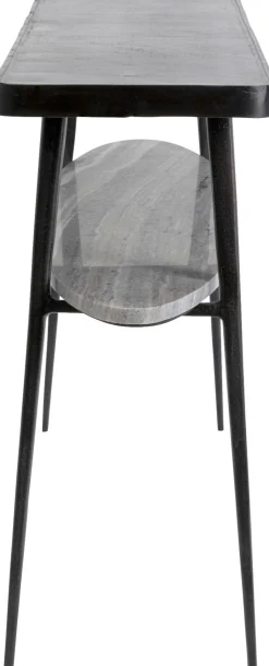Konsola Czarna Z Aluminium Półka Marmurowa 135x35 Cm