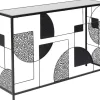 Konsola Do Przedpokoju Loft Czarna Stalowa Blat Lustrzany 120x33 Cm