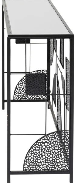 Konsola Do Przedpokoju Loft Czarna Stalowa Blat Lustrzany 120x33 Cm