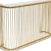 Konsola Glamour Złota Blat Szklany 142x43 Cm