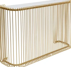 Konsola Glamour Złota Blat Szklany 142x43 Cm